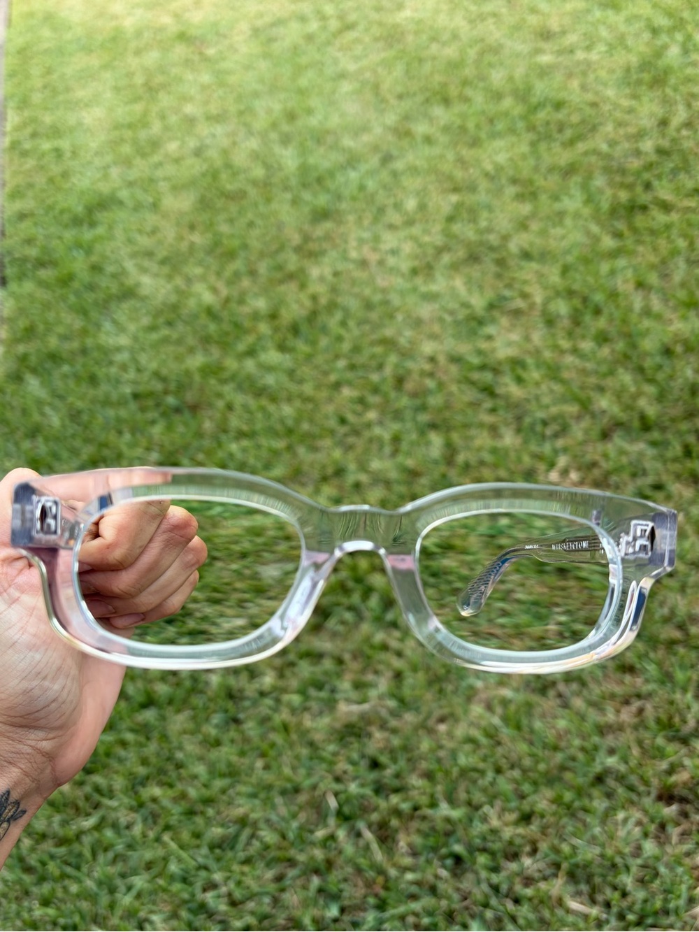 Men's Rectangular Clear Blue Fashion Sunglasses